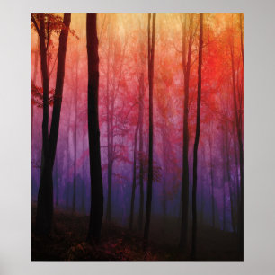 Poster Whispering Woods, Arbres Forêt Paysage Art