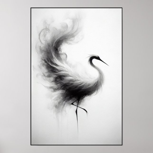 Poster Whispers of a Smoky Crane Abstrait (Devant)