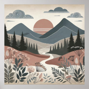 Poster Whispers of the Earth : Une montagne minimaliste d