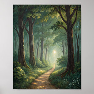 Poster Whispers of the Enchanted Woods : Un chemin lumine