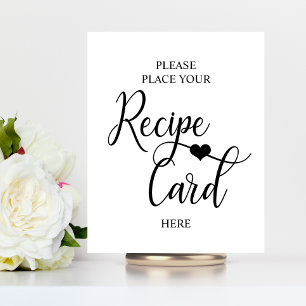 Poster White Black Heart Bridal Shower RECIPE SIGN