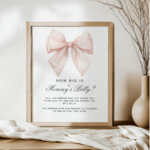 Poster White Bow How Big is Mommy's Belly Shower Jeu