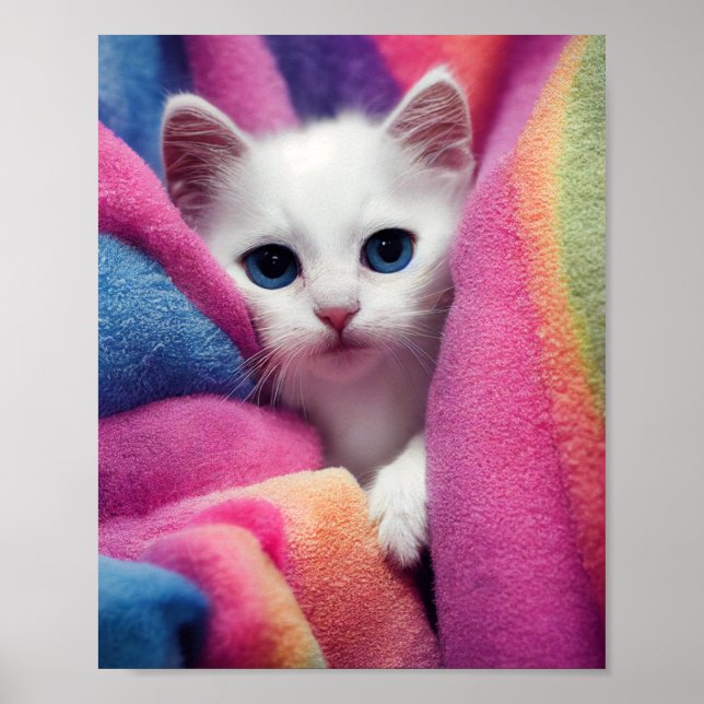 Poster White Kitten - Collection Rainbow Criters (Devant)