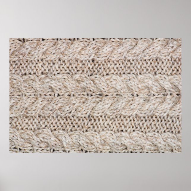 Poster White knitting wool texture background. (Devant)