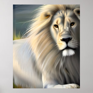 Poster White Majestic Lion Ethereal Art SI Généré