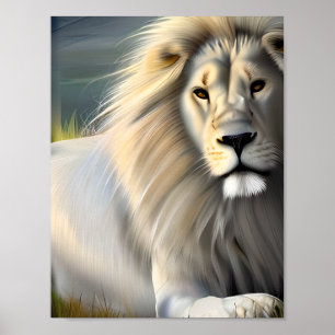 Poster White Majestic Lion Ethereal Art SI Généré