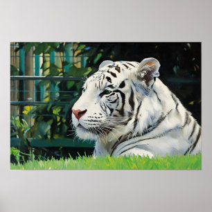 Poster White Majesty - La faune du tigre au repos