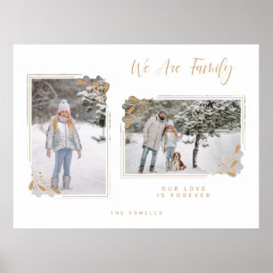 Poster White Minimal Family 2 Photos Fancy Gold Branches