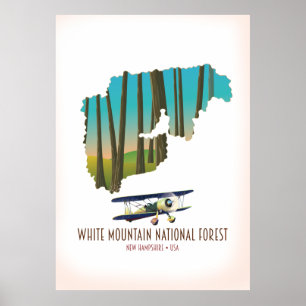 Poster White mountains national forest USA map