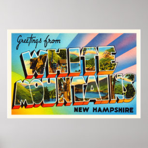 Poster White Mounts New Hampshire NH Travel Souvenir