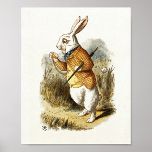 Poster White Rabbit from Alice In Wonderland Vintage
