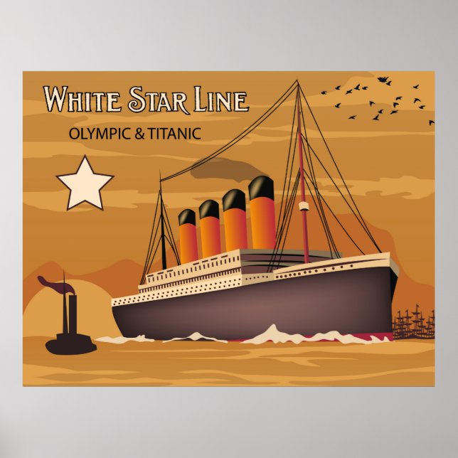 Poster White Star Line, navire olympique et Titanic Overs (Devant)