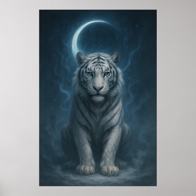 Poster White Tiger – Mystical Fantasy Portrait – ManJiang (Devant)
