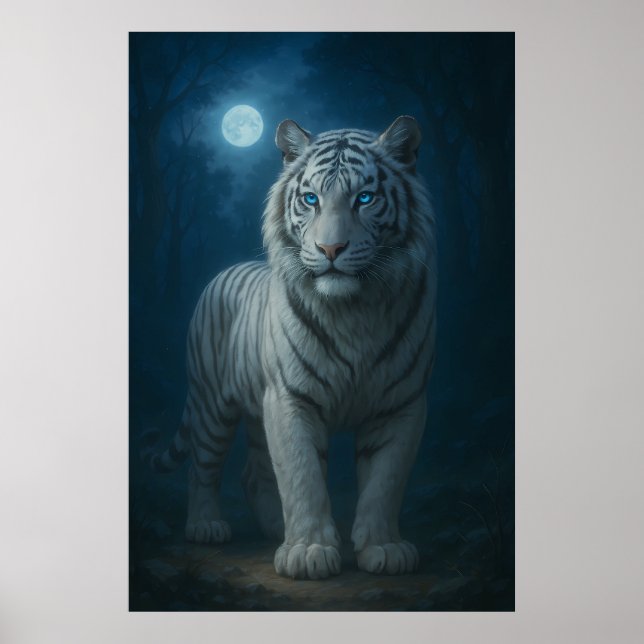 Poster White Tiger – Mystical Fantasy Portrait – ManJiang (Devant)