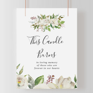 Poster White Winter Peony Floral Cette bougie Brûle Panne