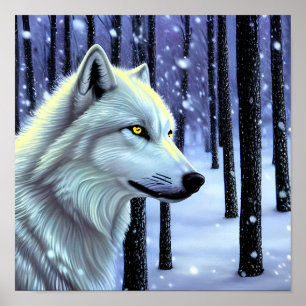 Poster White Wolf in the Snow