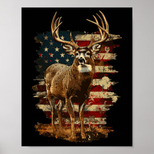 Poster Whitetail Buck Deer Chasse 4 juillet États-Unis Am