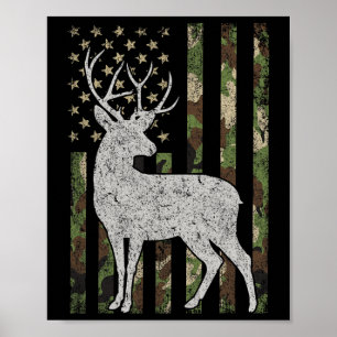 Poster Whitetail Buck Deer chasse Camouflage américain no