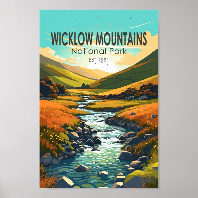 Poster Wicklow Mountains National Park Irlande River Art (Devant)