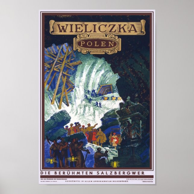 Poster Wieliczka Polen / Pologne Travel Salt Mine Art (Devant)