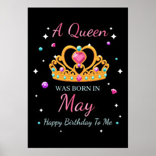 Poster Wife Art A Queen Was Born In May
