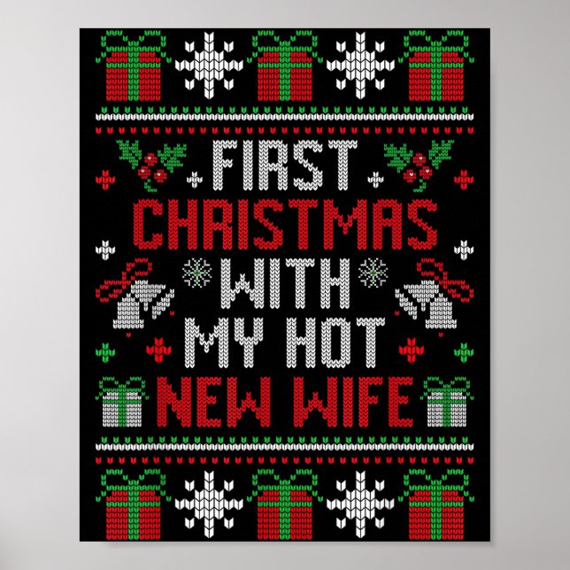 Poster Wife Husband First Christmas Just Married Christma (Devant)
