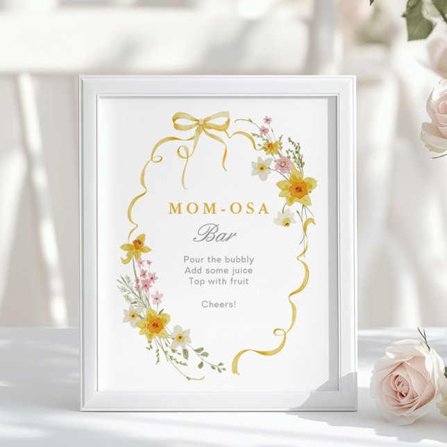 Poster Wiildflower Mom-osa Bar Baby shower Floral Bow (Créateur téléchargé)
