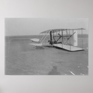 Poster Wilbur Wright dans l'avion endommagé après