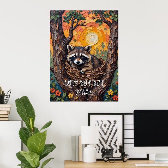 Poster Wild and Wonderful : Raccoon dans le nid (Bureau à domicile)
