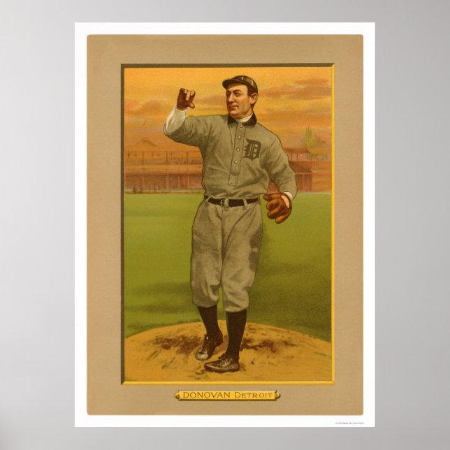 Poster Wild Bill Donovan Tigers Baseball 1911 (Devant)