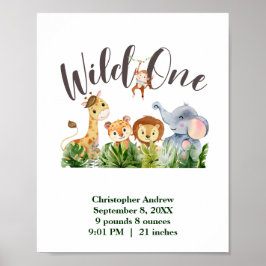 Poster Wild One Baby Animals Jungle Safari statistiques d