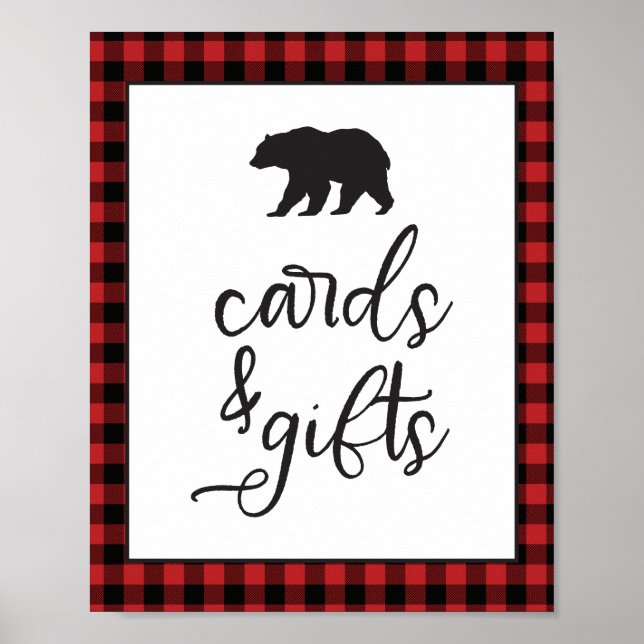 Poster Wild One Bear Red Buffalo Plaid Cartes et cadeaux (Devant)