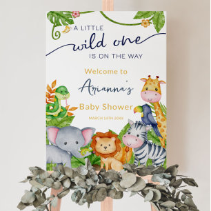 Poster Wild One on the Way Zoo Jungle Baby shower Bienven