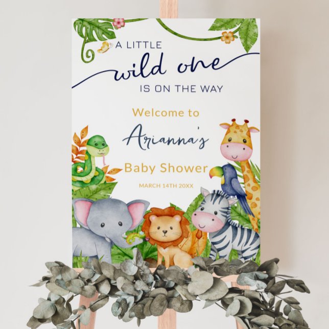 Poster Wild One on the Way Zoo Jungle Baby shower Bienven (Créateur téléchargé)