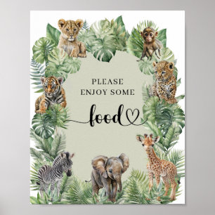 Poster Wild One Safari Animaux Garçon Baby shower signe d