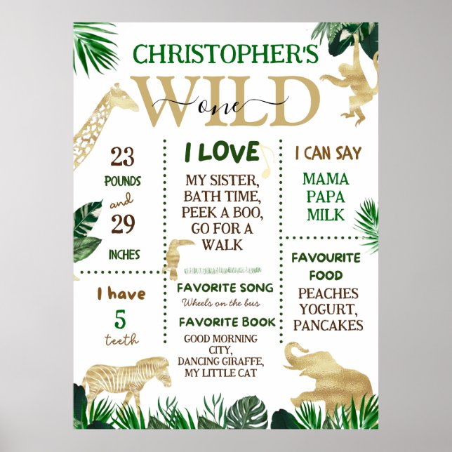 Poster Wild One Safari Thème Anniversaire (Devant)