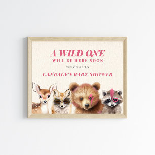 Poster Wild One Woodland Animaux Baby shower Bienvenue