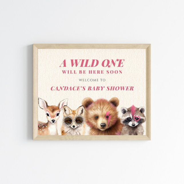 Poster Wild One Woodland Animaux Baby shower Bienvenue (Créateur téléchargé)