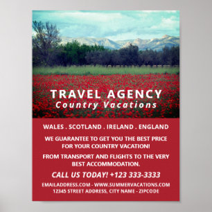 Poster Wild Poppy Field, Agence de Voyage Publicité