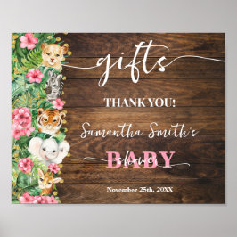 Poster Wild Rustic Safari Pink Flowers Gifts Baby Shower