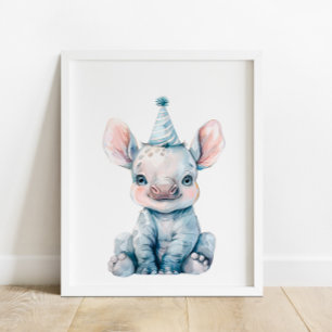 Poster Wild Safari Party Rhinoceros Animaux Anniversaire