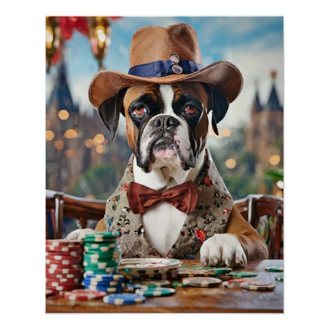 Poster Wild West Willy, Boxe jouant au Poker (Devant)