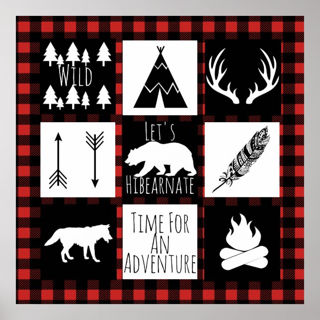 Poster Wilderness rustique & Animaux Buffalo Check Plaid (Devant)