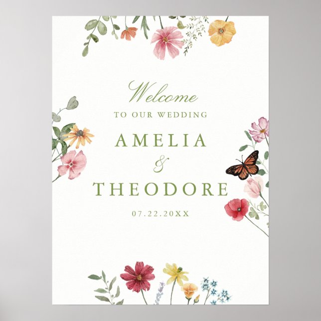 Poster Wildflower Garden Wedding Welcome (Devant)