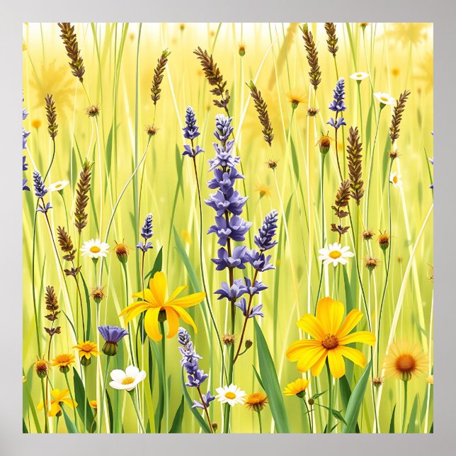 Poster Wildflower Meadow Summer Pattern (Devant)