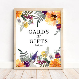 Poster Wildflower Sunflower Cards & Gifts Sign