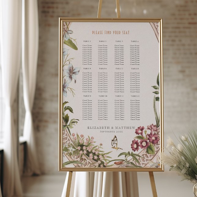 Poster Wildflowers Seating Chart Vintage Wedding (Créateur téléchargé)