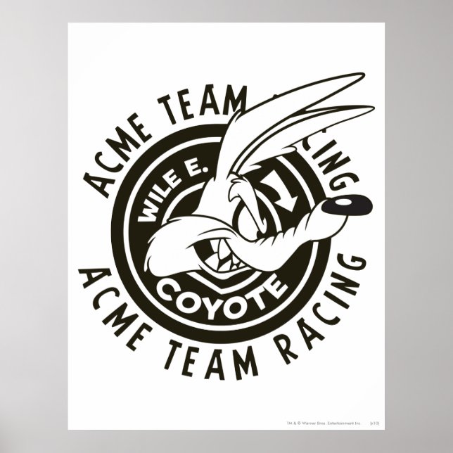 Poster WILE E. COYOTE™ Acme Team Racing B/W (Devant)