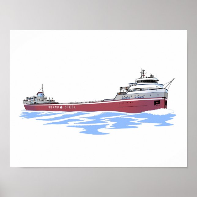 Poster Wilfred Sykes, cargo des Grands Lacs, pont droit (Devant)