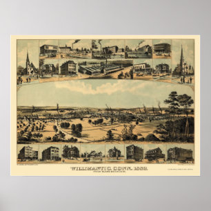 Poster Wilimantic, carte panoramique de CT - 1882